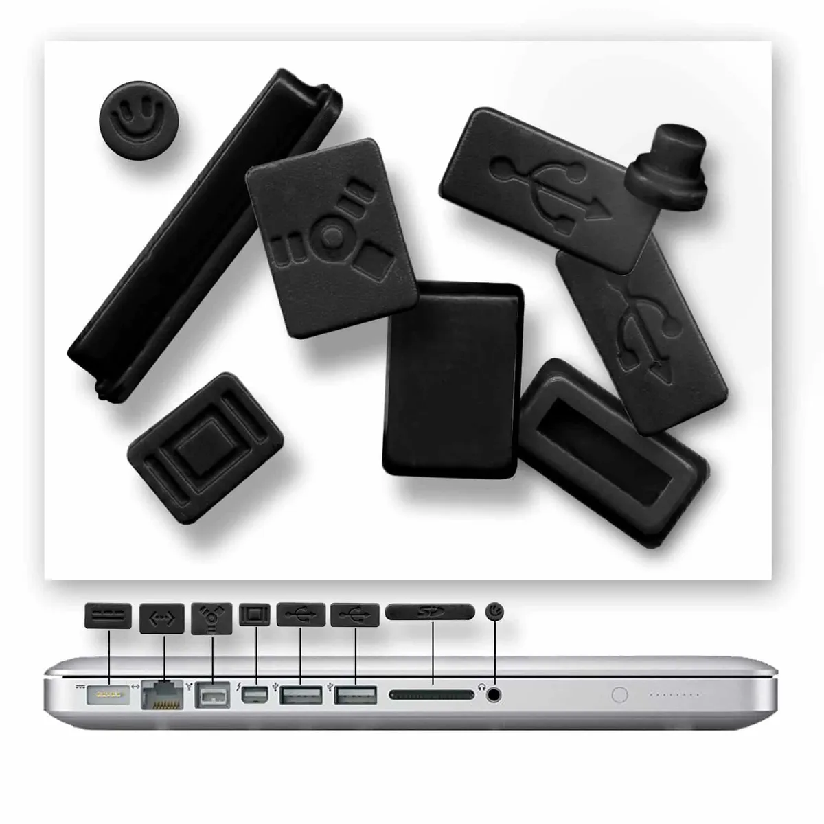 Cubre Puertos para MacBook [ Pro, Retina, Air, TouchBar, Nuevo Air ] M1 / M2 / M3 / M4 - Miniatura 1
