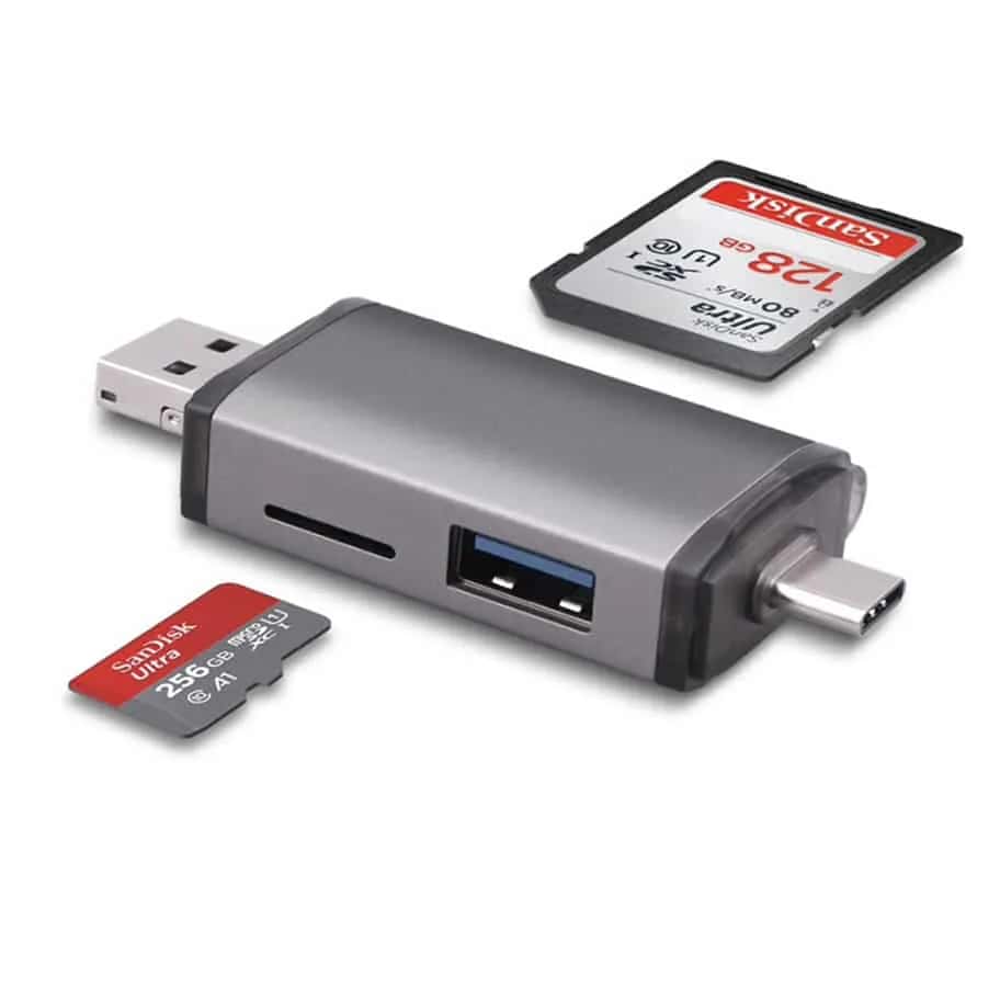 Multi Puerto 3 en 1 [ USB / Micro SD / SD ] con Salidas [ USB-C / USB / Micro USB ] - Miniatura 1