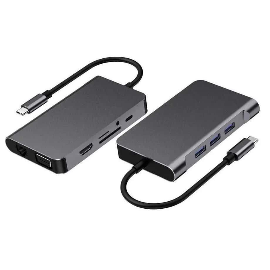 Multifuncional 10 en 1 USB-C [ 3 x USB 3.0 / RJ45  / HDMI / VGA / SD y TF / USB-C / Audio ] [ MacBook y iPad con usb-c ] - Miniatura 1
