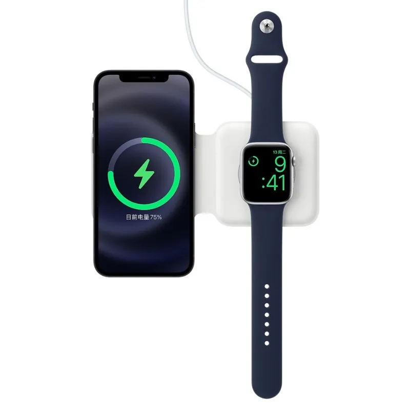 Cargador inalámbrico 2 en 1 para iPhone 16 / 15 / 14 / 13 / 12 con Magsafe + Apple Watch 1 al 9 y SE - Miniatura 5