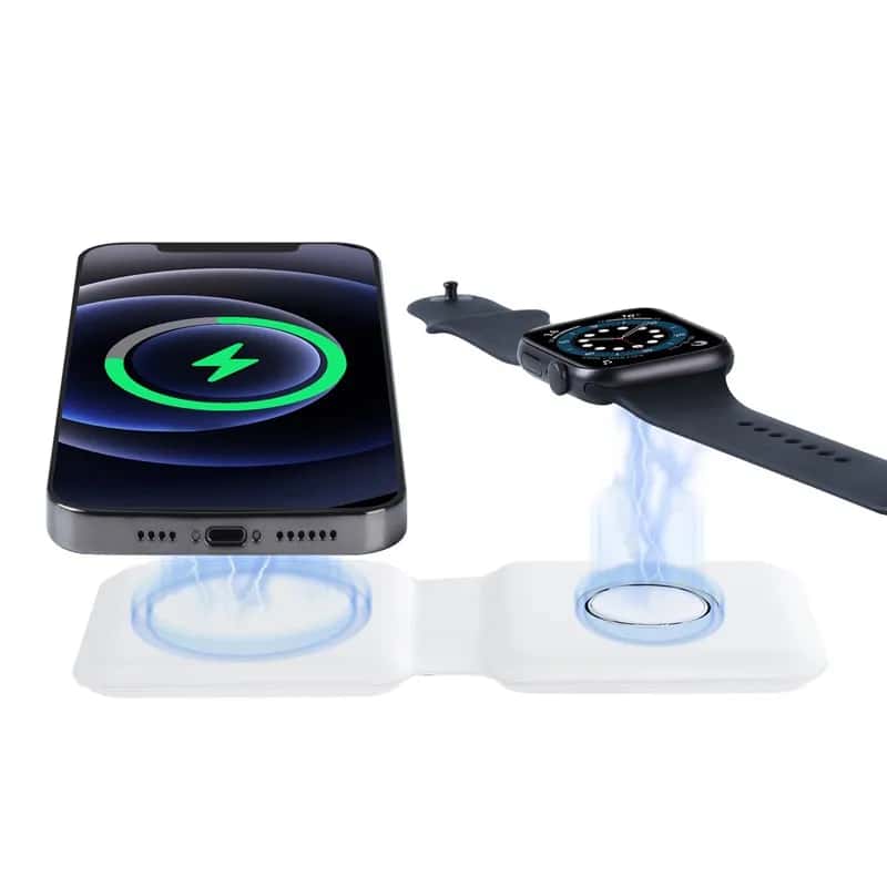 Cargador inalámbrico 2 en 1 para iPhone 16 / 15 / 14 / 13 / 12 con Magsafe + Apple Watch 1 al 9 y SE - Miniatura 6