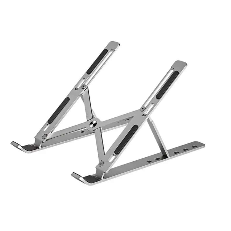 Soporte ajustable de aluminio de gran estabilidad para MacBook de 13' a 16' [ Negro y Aluminio  ] - Miniatura 1