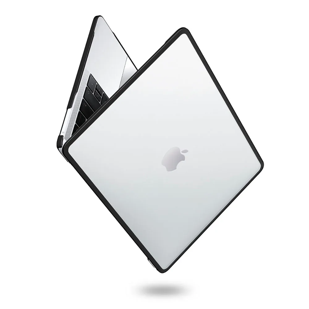 Carcasa Transparente de Silicona con Bordes de Goma para MacBook [ Transparente / Negro ] [ NEO / Pro / Air ] [ M5 / M4 / M3 / M2 / M1 ] [ 13' / 14' / 15' / 16' ] 2026 - Vista 1